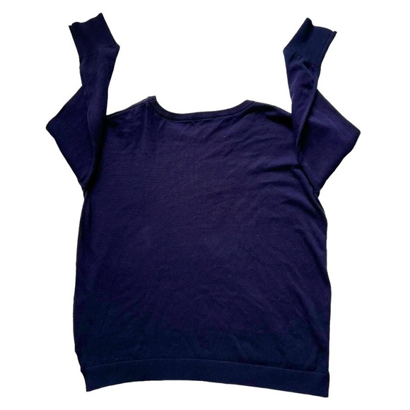 French Connection Sweater Corgi Dog Women's Size Large Navy Blue Crewneck - Picture 2 of 6